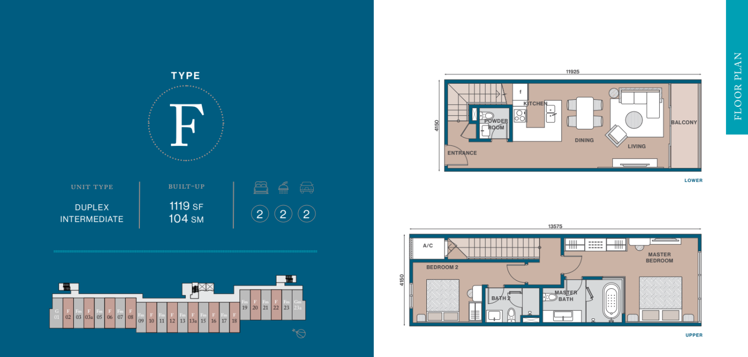 Merissa Residences @ Tropicana Cenang Type F — Duplex 2BR/2BA — 1,119 sqft